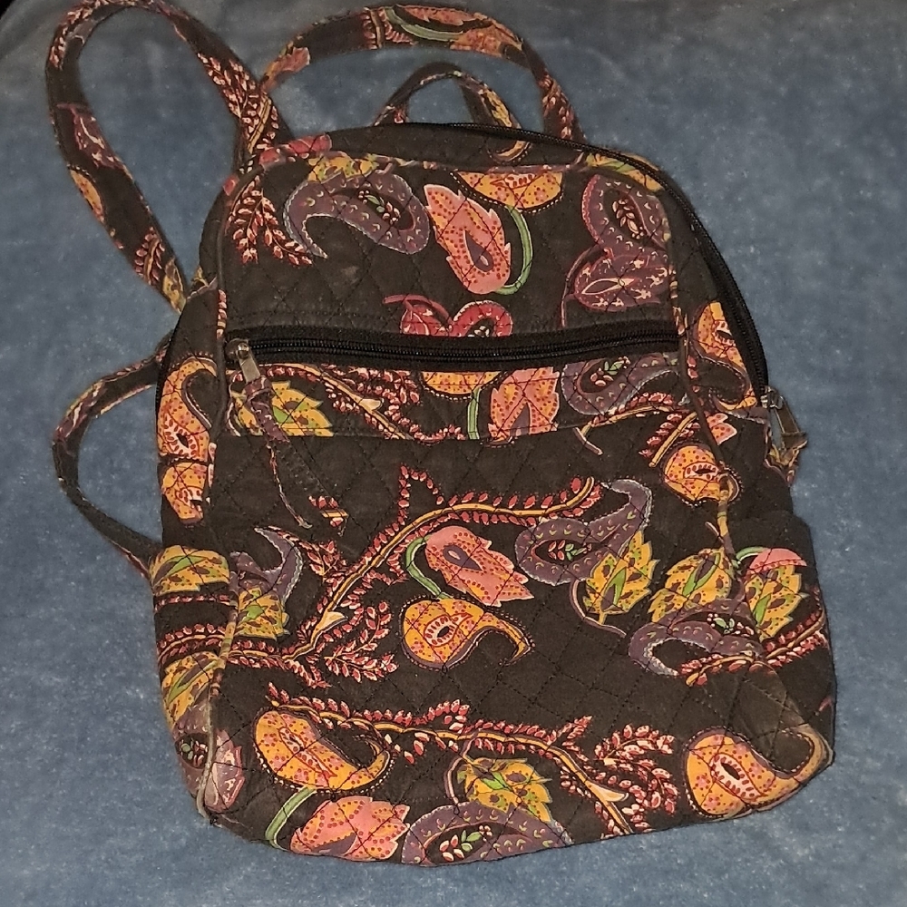 Black and Purple Backpack with Bohemian Flair